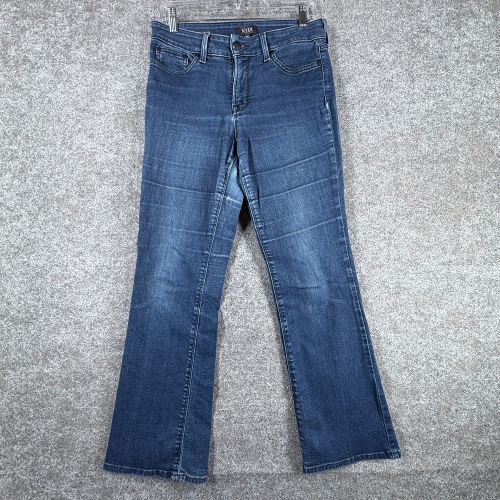 NYDJ Barbara Bootcut Jeans Womens 8P Blue Denim Cotton Stretch Preppy Mid Rise